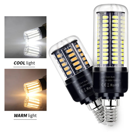 LED E27/E26 Corn Light Bulb E14 Ceiling Lamp B22 Chandelier Bulbs AC 85-265V No Flicker Balcony Home Living Room Cold/Warm White