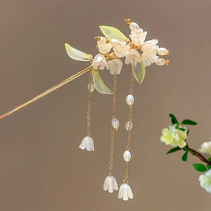 Retro Tassel Pearl Rhinestone Hair Stick Chinese Style Hairpin for Women Wedding Hair Accessories Charm Metal Hairpins Jewelry