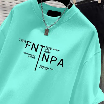 Women Clothing Fashion All-match 100 Cotton Top Summer Casual Loose Short Sleeve Tshirt Office Lady Chic Letter Print Basic Tees