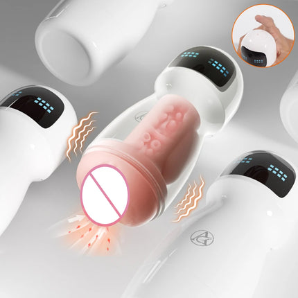 Automatic Male Masturbator Cup Vibration Blowjob Real Vagina Pocket Pussy Vibrating Bullet Penis Oral Adults Sex Toys For Man