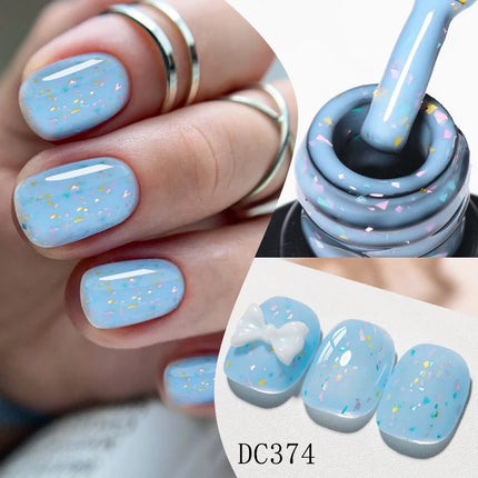 2 In 1 Macaron Color Glitter Rubber Base Gel Nail Polish Semi Permanent Soak off Self Leveling UV LED Gel Varnish Nail Supplies