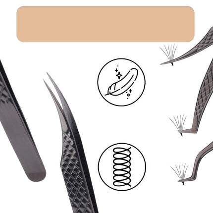 1pc/2/4/6pcs 3.0 Black Lash Tweezers for Eyelash Extensions Diamond Grip 90 Degree Tip Volume Lash Extension Tweezers