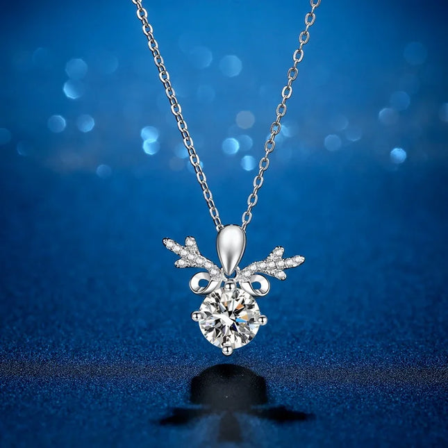 Antler Necklace Pendant Women's 2CT Moissanite PT950 Platinum - Shiny platinum, long-lasting shine, value-preserving jewelry