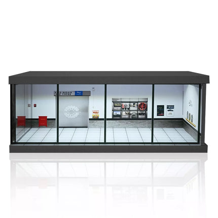 Diorama 1: 43 Car Showroom Parking Lot Scene Model with LED Lighting City Car Garage Scene Display Models