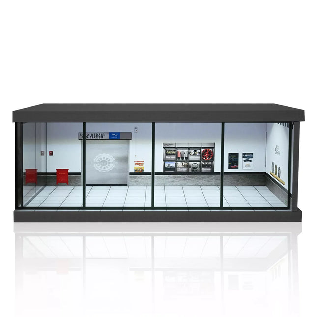 Diorama 1: 43 Car Showroom Parking Lot Scene Model with LED Lighting City Car Garage Scene Display Models