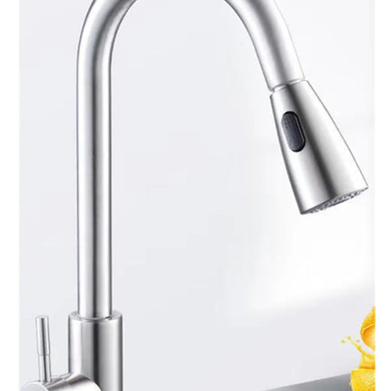 Stainless Steel Kitchen Faucet Single Hole Pull Out Spray 360° Swivel Sink Faucet High Arc Modern Design