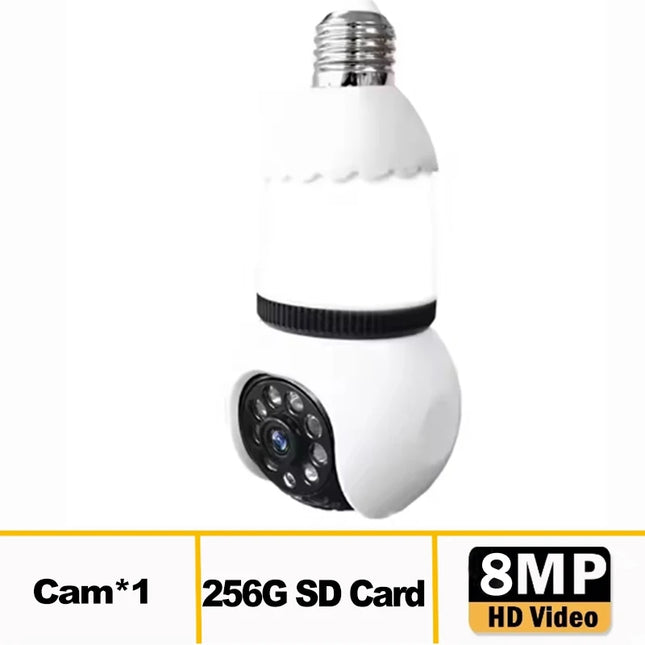 8MP E27 Bulb Lamp Camera LED Bulb Smart IP Surveillance Two-way Audio AI Auto Detect Wireless Surveillance Cameras WIFI Camera