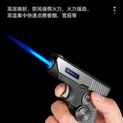 Metal Gas Electric Dual-purpose Folding Lighter Windproof Jet Dual Arc USB Folding Gun Portable Lighter Fashionable Men's Gift