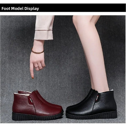Thickened Warm Cotton Shoes for Middle-Aged And Elderly Women Winter Mom Shoes Fleece-Lined Anti-Slip Flat Bottom Soft Bottom...