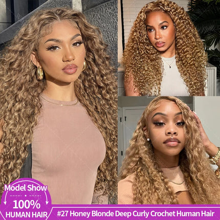 Blonde Feather Crochet Bundles Human Hair Miracle Knots Deep Wave Extensions Lightweight Pre Separated Crochet Hair For Braids