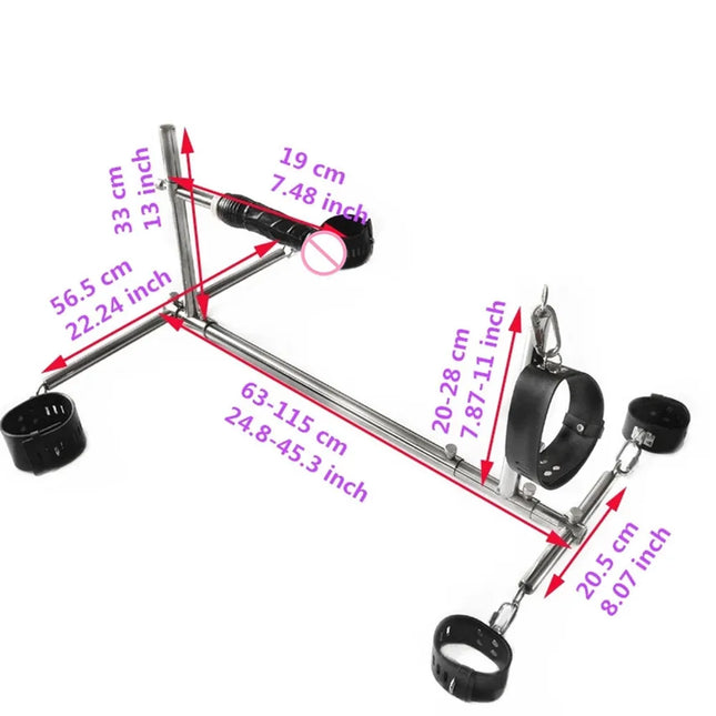 Dog Kneeling Rack BDSM Equipment Bondage Gear Leather Handcuffs Ankle Cuffs Neck Collar Large Dildo Penis Sex Toys for Women Men