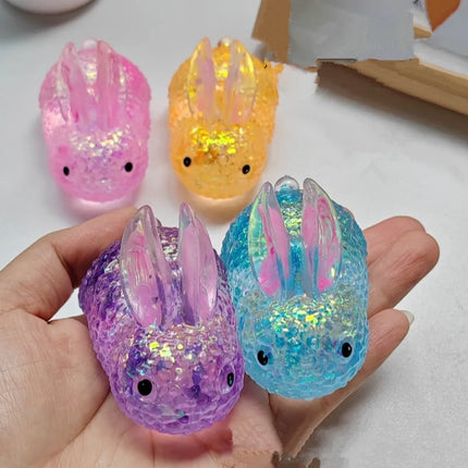 kids Anti-stress Soft TPR Slow Rebound Sequins Maltose Pinch Toy Stress Relief Elastic Squeezing Colored rabbit Decompression