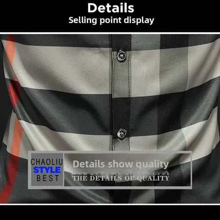 Fashionable Long Sleeve Slim Fit Men's Shirt Trendy Korean Style Checkered Casual Shirt for Spring And Autumn in Mainland China