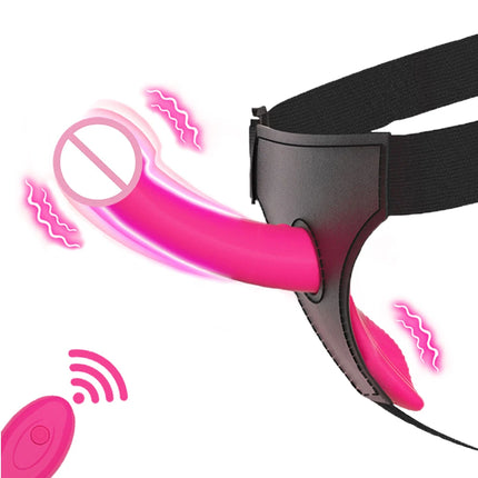 Strap-On Vibrating Dildo Adjustable Harness Vibrator with 10 Vibration Modes Wearable Harness Sex Toy for Female Couple Lesbians