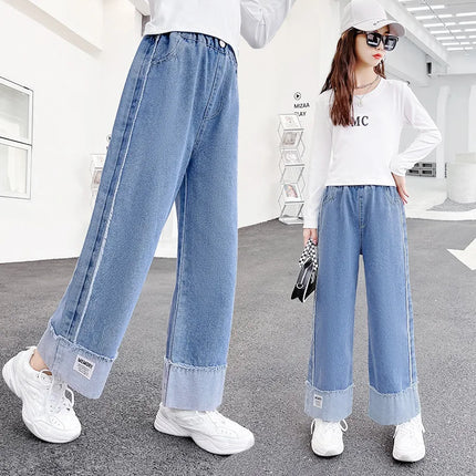 Sweatpants Teenage Jeans Autumn Fashion Casual Streetwear Spring Fairy Children's Clothing Girls Pants Kids Clothes Wide Leg