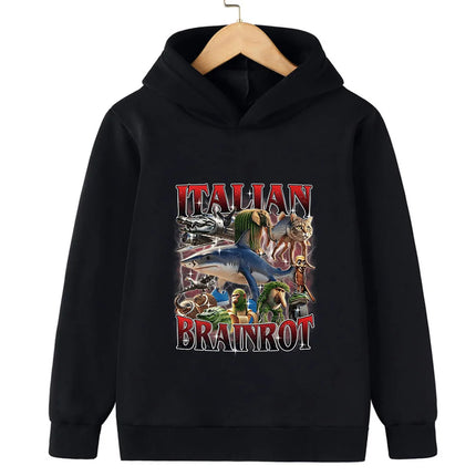 Italian Brainrot Tralala Children's Hooded Sweatshirt Autumn and Winter Warm Character Boys Girls Warm Sweatshirt Fun Clother