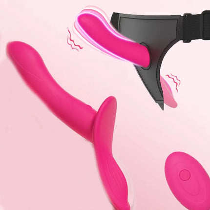 Remote Strap-On Vibrating Dildo Harness Vibrator with 10 Vibration Modes Wearable Harness Sex Toys for Female Couple Lesbians 18