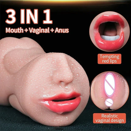 3 IN 1 Male Masturbation Adult Sex Pocket Pussy Sex Toys for Men with Realistic Vagina 18 Masturbator Cup Sex Doll Tooys for Men