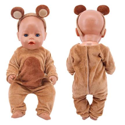 Summer Short Sleeved Set Animal Pattern Jumpsuit Pajamas For 43cm Baby Doll&18inch American Doll Accessories,Our Generation Gift