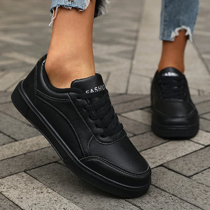 Women's Casual White Sneakers Chic Silver Trim Soft Lining Non Slip Shoes New Minimalist Design PU Leathe Skate Shoes for Women