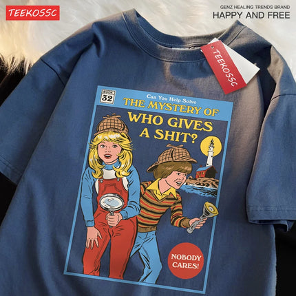 Can You Help Solve The Mystery Of Who Gives A Shit T-Shirts Male Cotton Tee Clothes Hip Hop Oversized T-Shirts Casual Loose Tops