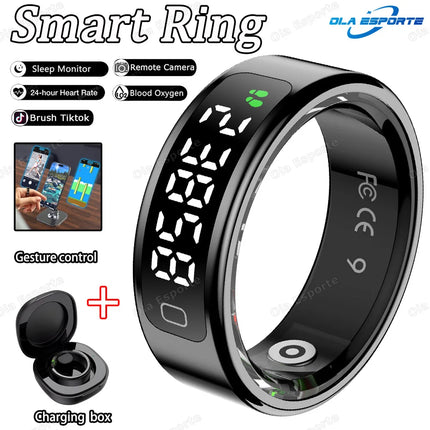 2026 New Video Control GPS Motion Smart Ring LED Display Heart Rate&Blood Oxygen Smartring IP68&5ATM Waterproof Sports Smartring