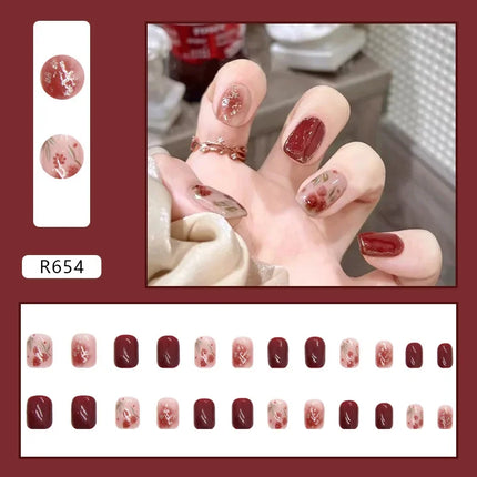 Cool Ash 24 Pcs Press on Nails Pink Nail polish Glossy Artificial Finger Manicure Reusable False Nails for Women