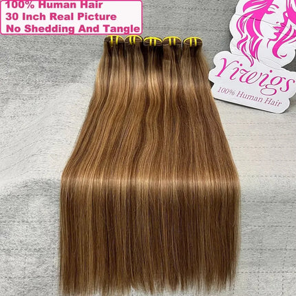 16A Grade P4/27 Straight Highlight Ombre Colored 100% Raw Virgin Human Hair Bundles Brown Hair Weave Extensions For Women