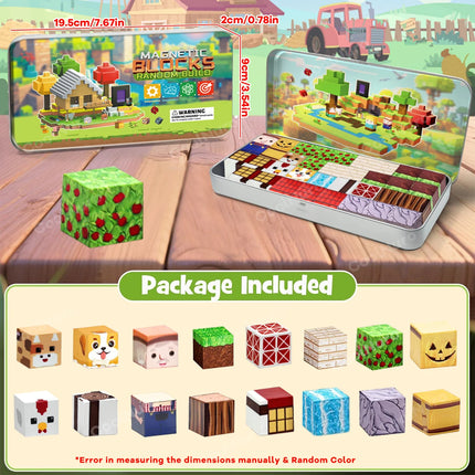 35PCS Magnetic Building Blocks Farm Set for Age 3+ DIY Model Children STEM Educational Sensory Toy With Iron Box