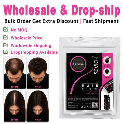 Sevich 100g Hair Fibers 10 Color Keratin Hair Building Fiber Powder Instant Hair Growth Fiber Refill 50g Hair Care Product