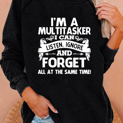 I'M A MULTITASKER I CAN AND FORGET Print Women Sweatshirt Long Sleeve Casual Crew Neck Top Women Clothes for Fall & Winter