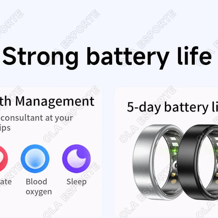 2026 New Smart Ring Heart Rate Blood Pressure Sleep Monitoring Motion Tracking IP68 Waterproof Men Women Smart Ring Holiday Gift