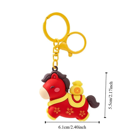 Cartoon Horse Keychain Year of Horse Lucky Zodiac Pony Keyring Horse Pedant Chinese Zodiac Horse Design Key Ring New Year Gift