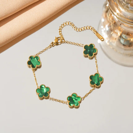 Adjustable Stainless Steel Lucky Five-Petal Flower Bracelet For Woman Stylish Blossom Five-Leaf Exquisite Jewelry Gift Wholesale