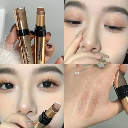 3 in 1 Pearly Highlighter Eyeshadow Stick Makeup Waterproof Long Lasting Glitter Eyeshadow Eyeliner Lazy Quick Makeup Cosmetics