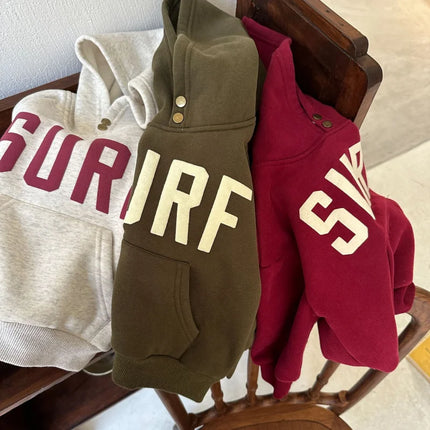 Korean Style Autumn Loose Letter Print Hooded Newborn Baby Fleece Hoodies Long Sleeve Winter Infant Sweatshirt For Boys Girls