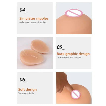 1 Pair=2pcs Realistic Self-Adhesive Silicone Fake Breasts Form for Crossdresser Prosthesis Transgender Cosplay Fake Boobs