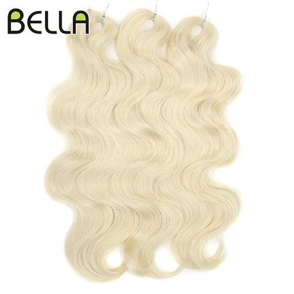 BELLA 24 inch Body Wave Crochet Hair 3PCS Synthetic Hair Braids Fake Hair Ombre Blonde Brown Natural Braiding Hair Extensions