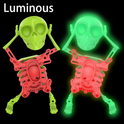Dancing and Swinging Skull Toy Dancing Skeleton Wind Up Skeleton Clockwork Lighted Action Figure Articulated Flexible Skeleton