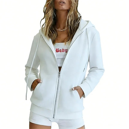 Spring Autumn Fashion loose zipper Hoodies Women cardigan coat Daily Long Sleeve tops Versatile Casual Hoodies Women Sweatshirt