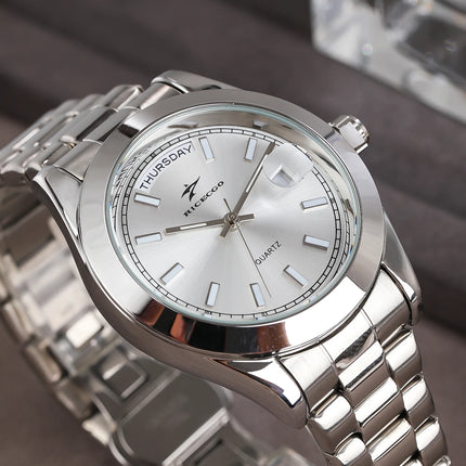 Fashion Watch Casual Clock for Men Business Daily Stainless Steel Quartz Wristwatch Clock Watch for Couples Father Gift