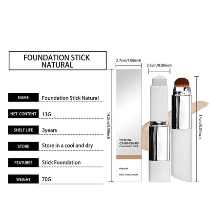 Color Changing Foundation Stick Brightens Concealer Stick Ouble Head With Brush Lightweight Moisturizing Brightening Cosmetics