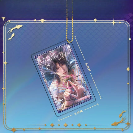 Game Love and Deepspace Sea God Rafayel Acrylic Stand Model Beaded Flowing Sand Keychain Double Flash Badge Brooch Colored Paper