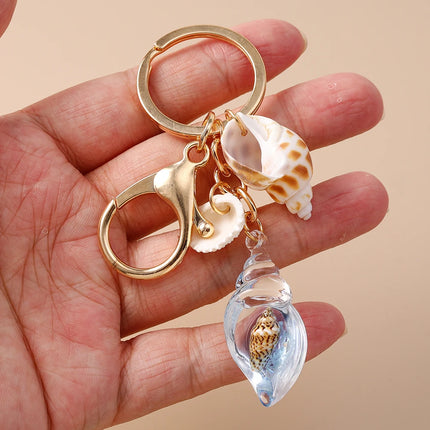 Fashion Summer Beach Shell Keychain Women Girls Conch Key Ring Pendants for Handbag DIY Handmade Jewelry Gifts