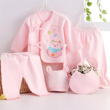 Newborn Baby Sets (5pcs/set) Soft Clothing Cotton Fashion Boys Girls Suits