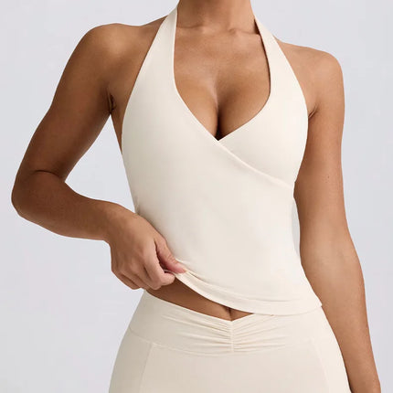 Women's Beautiful Back Nude Feeling Shock-absorbing Gathering Anti Sagging Fitness Sports Vest Suspender Neck Hanging Yoga Bra