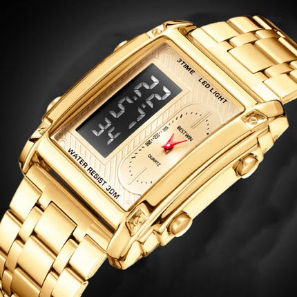Men Wrist Watches Top Brand Luxury Relogio Masculino Stainless Steel Band Watch For Male Clock Men Dual Display Wrist Watch