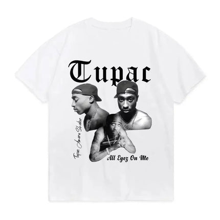 Tupac Shakur Crew Neck Printed T-Shirt Women Men Oversize Fit Short Sleeve Street Harajuku High Quality Cotton Casual Clothing
