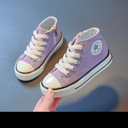 Children's Mid-Top Canvas Shoes Soft Sole Comfortable Casual Children's Shoes Boys and Girls Non-slip Breathable Board Shoes