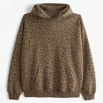 Men Women Casual Loose retro Harajuku Hip Hop Coat fashion hooded leopard print pullover hoodie spring autumn new outerwear top